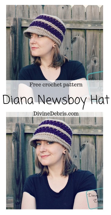 Diana Newsboy Hat free crochet pattern by DivineDebris.com