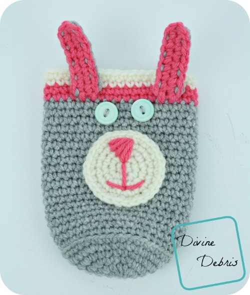 Bunny Bottle/ Can Cozy free crochet pattern by DivineDebris.com