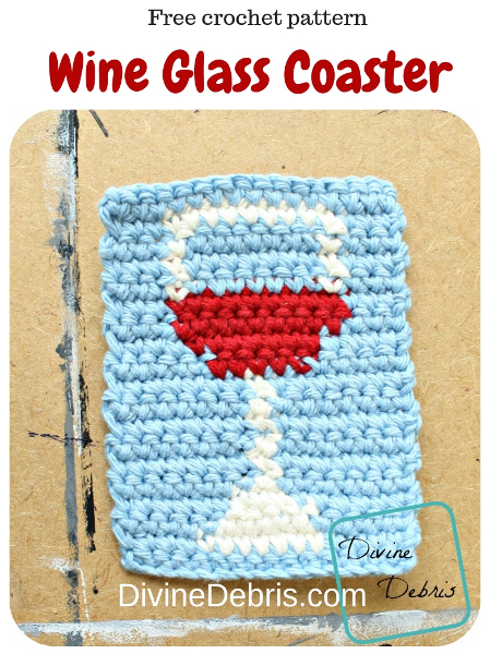 Wine Glass Coaster free crochet pattern by DivineDebris.com #crochet #freepattern #coaster #wine #tapestry