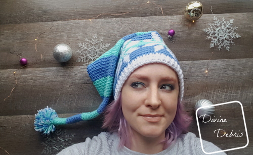 Stocking Snowflake Hat crochet pattern by DivineDebris.com