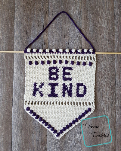 Be Kind Wall-Hanging free crochet pattern by DivineDebris.com