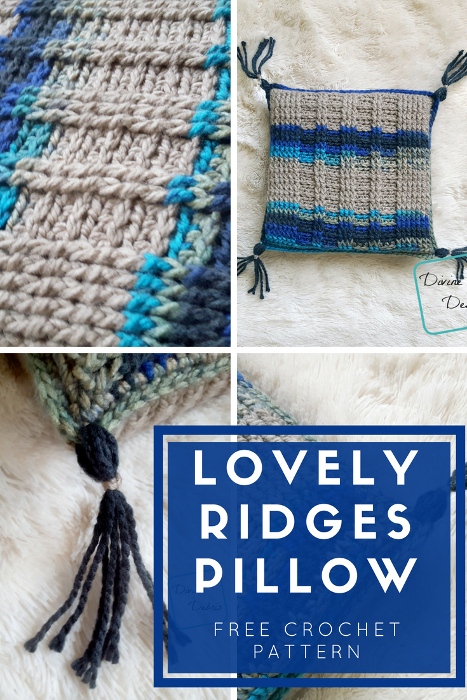 Lovely Ridges Pillow free crochet pattern by DivineDebris.com