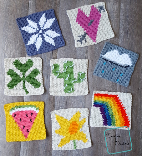 8" Tapestry Afghan Squares free crochet pattern by divinedebris.com