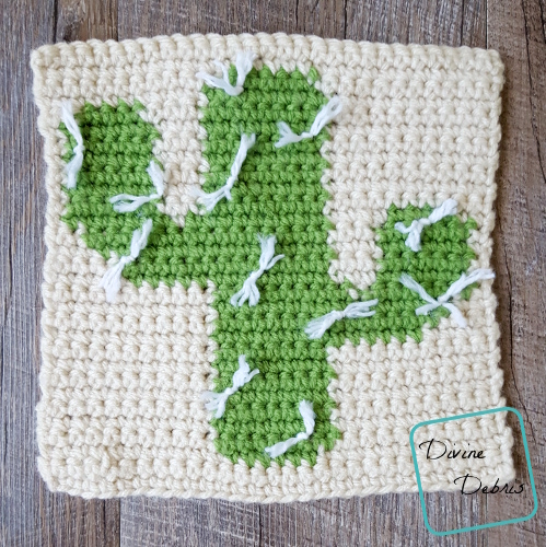 8" Tapestry Cactus Afghan Square free crochet pattern by divinedebris.com