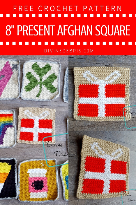 8" Tapestry Present Afghan Square free crochet pattern by DivineDebris.com