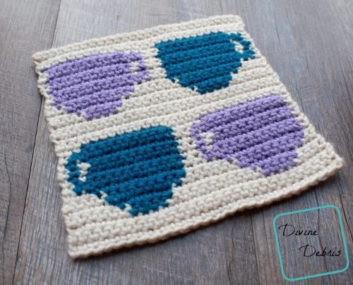 8" Tapestry 4 Coffee Cups Afghan Square free crochet pattern by DivineDebris.com