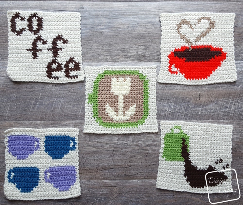 8″ Tapestry Tulip Art Coffee Afghan Square free crochet pattern by DivineDebris.com