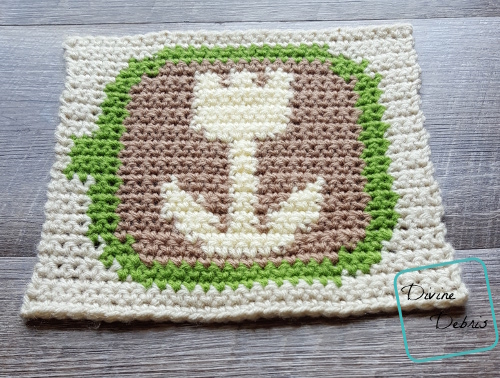 8″ Tapestry Tulip Art Coffee Afghan Square free crochet pattern by DivineDebris.com