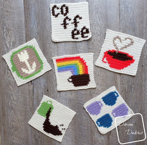 8″ Tapestry Rainbow and Coffee Afghan Square free crochet pattern by DivineDebris.com