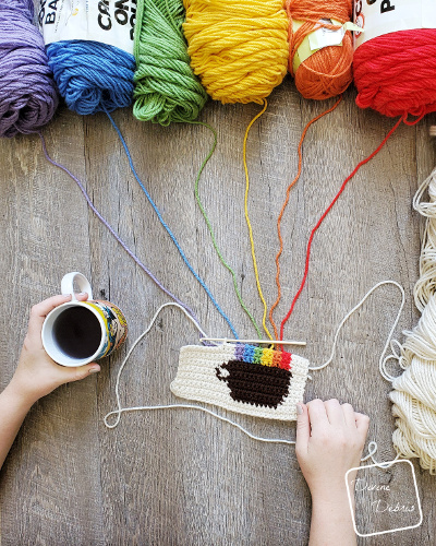 8″ Tapestry Rainbow and Coffee Afghan Square free crochet pattern by DivineDebris.com