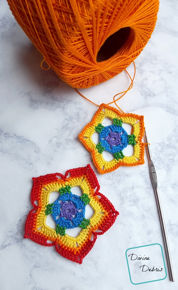 learn to make rainbow mini mandala crochet earrings by divine