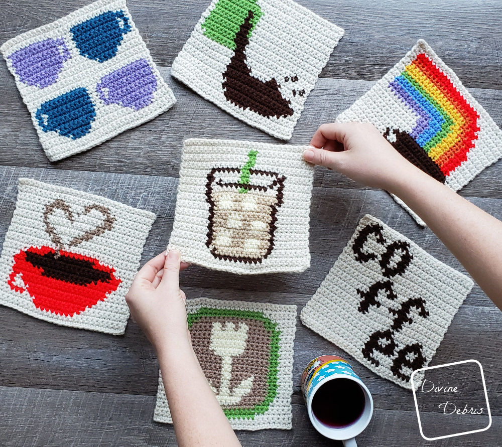 8″ Tapestry Iced Coffee Afghan Square free crochet pattern by DivineDebris.com