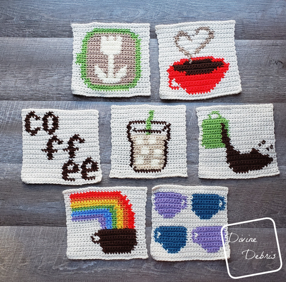8″ Tapestry Iced Coffee Afghan Square free crochet pattern by DivineDebris.com