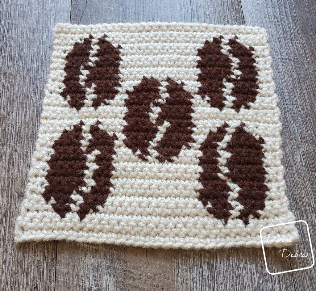 Learn to make an 8″ Tapestry Coffee Beans Afghan Square from a free crochet pattern by DivineDebris.com