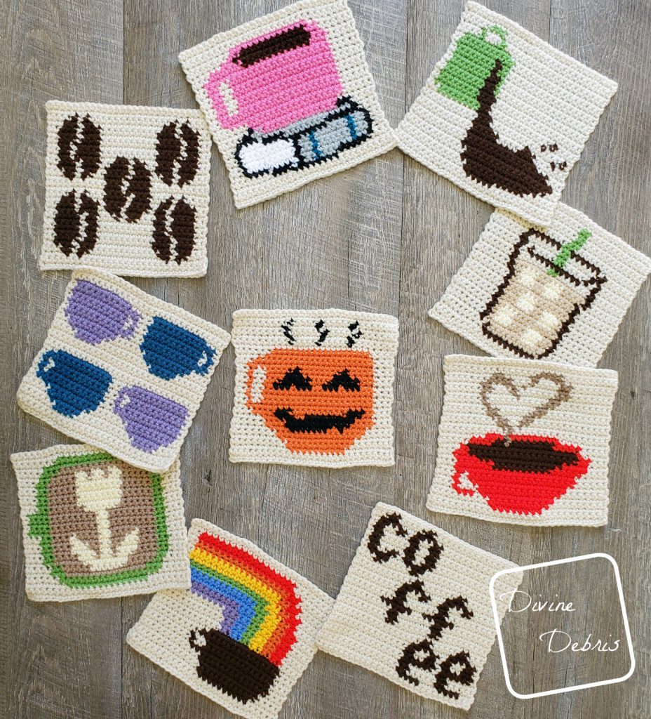 8″ Tapestry Coffee-O-Lantern Afghan Square a free crochet pattern by DivineDebris.com