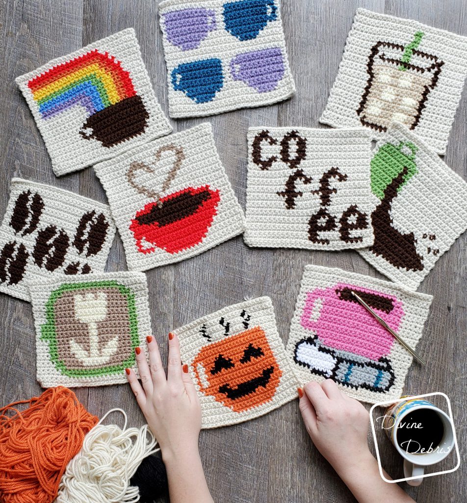 8″ Tapestry Coffee-O-Lantern Afghan Square a free crochet pattern by DivineDebris.com