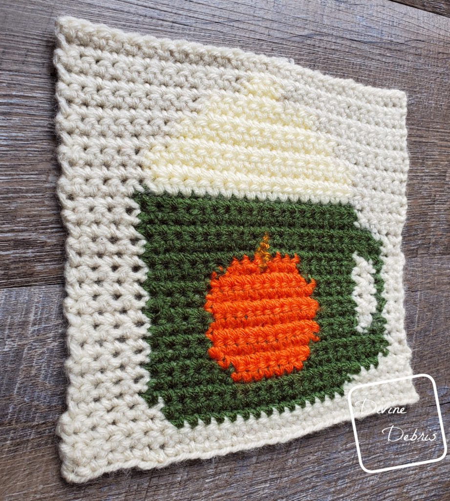 8″ Tapestry Pumpkin Spice Latte Afghan Square a free crochet pattern by DivineDebris.com