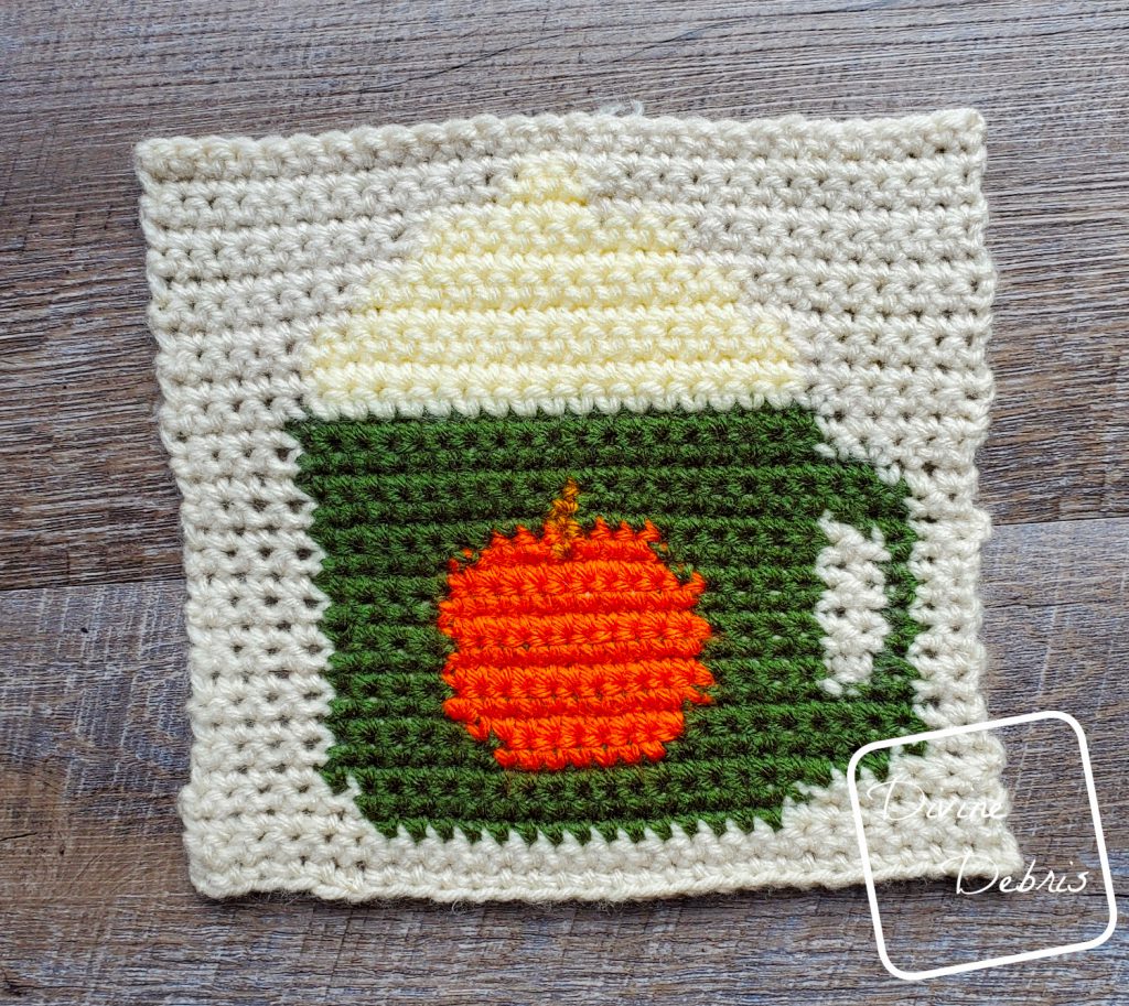8″ Tapestry Pumpkin Spice Latte Afghan Square a free crochet pattern by DivineDebris.com