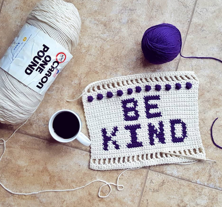 Be Kind Wall-Hanging free crochet pattern by DivineDebris.com