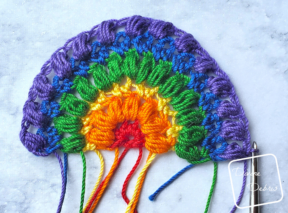 Puff Rainbow Earrings free crochet pattern by DivineDebris.com