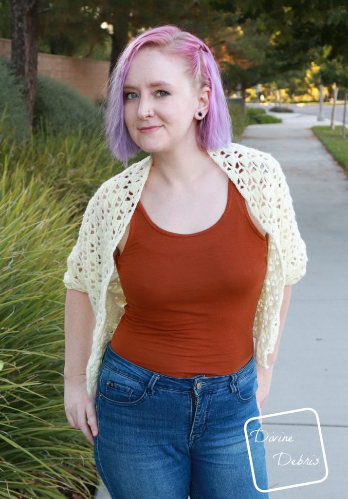 Erin Split-Back Cardigan free crochet pattern by DivineDebris.com