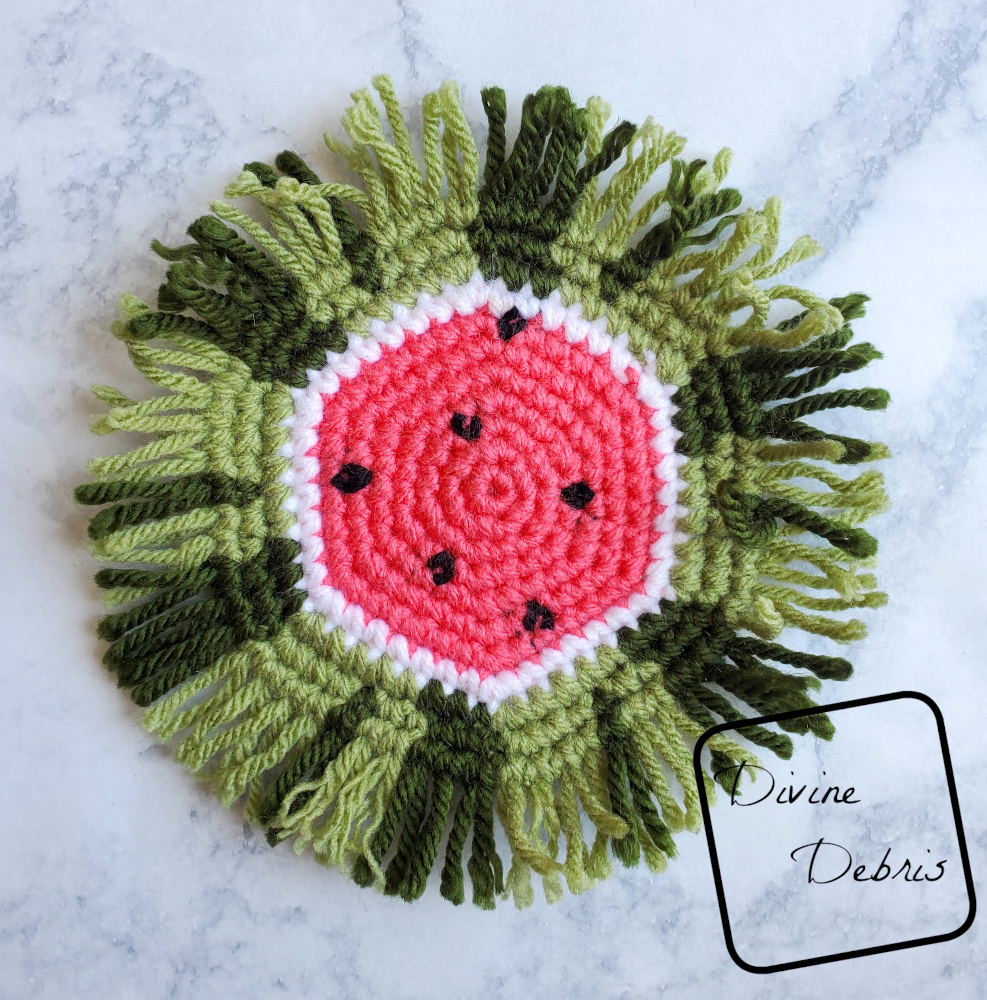 Watermelon Coaster free crochet pattern by DivineDebris.com