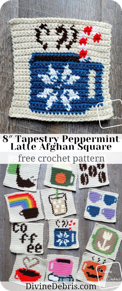 December's coffee square is perfectly minter! It's the Peppermint Latte Afghan Square, giving you all the wonderful things about winter