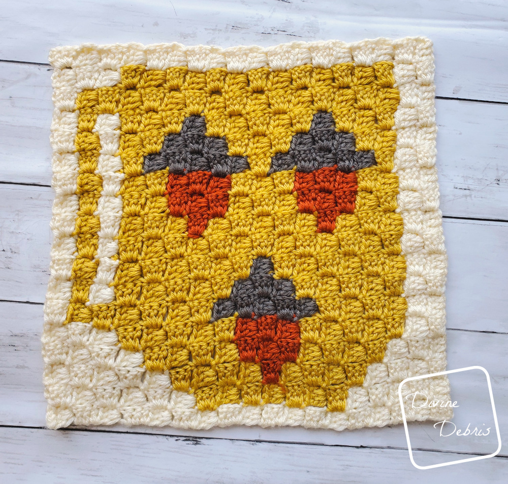 Learn to make the C2C Tiny Acorn Cup Afghan Square from a free graph on DivineDebris.com.