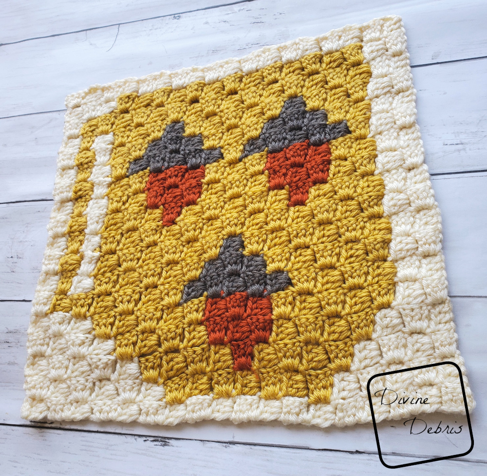 Learn to make the C2C Tiny Acorn Cup Afghan Square from a free graph on DivineDebris.com.