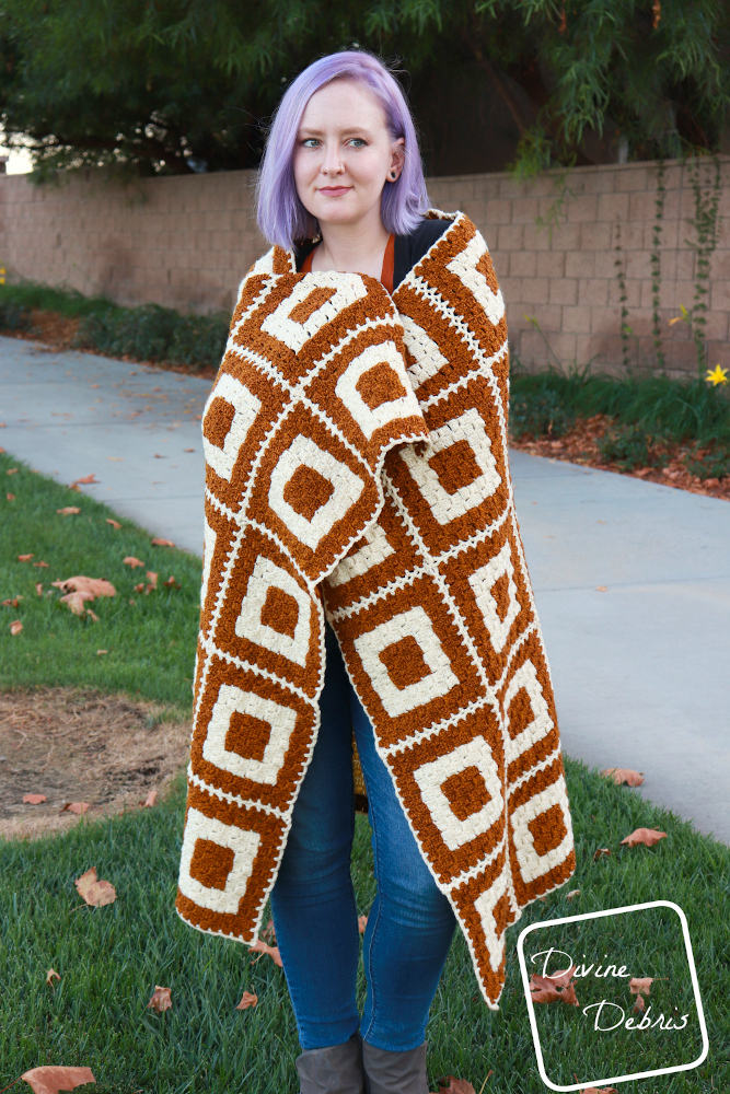 Concentric Squares Throw free C2C crochet pattern by DivineDebris.com 