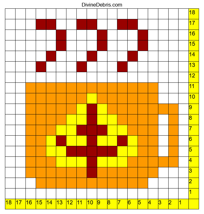 C2C Tiny Fall Leaf Cup Afghan Square free crochet graph pattern by DivineDebris.com