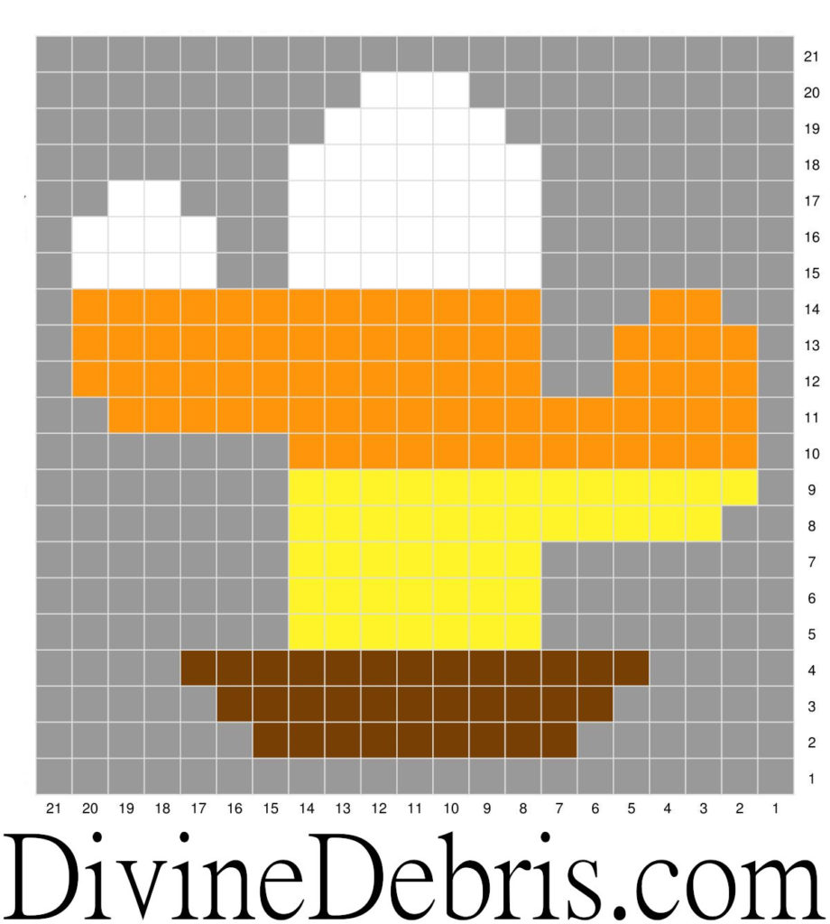 Halloween Cactus Coasters Crochet patterns: Candy Corn Cactus graph