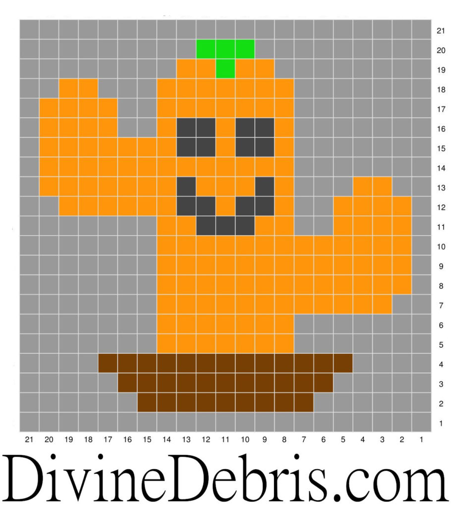 Halloween Cactus Coasters Crochet patterns: Cactus-O-Lantern graph.