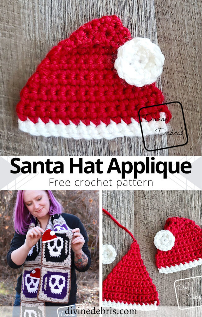 Learn to make this fun, quick, and festive little Christmas design, the Santa Hat Applique from a free crochet pattern.