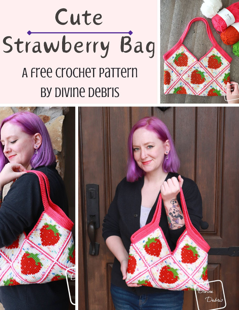 Learn to make this fun and berry inspired by, the Cute Strawberry Bag, from free graphs and assembly instructions by Divine Debris.