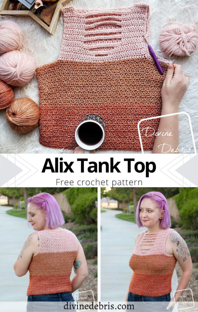 Learn to make the fun and exciting Alix Tank Top from a free crochet pattern by DivineDebris.co