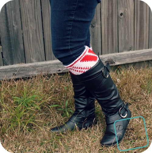 Candy Cane Boot Cuffs free crochet pattern by DivineDebris.com