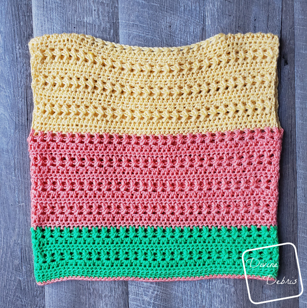 The Sherbet Shirt free crochet pattern on DivineDebris.com