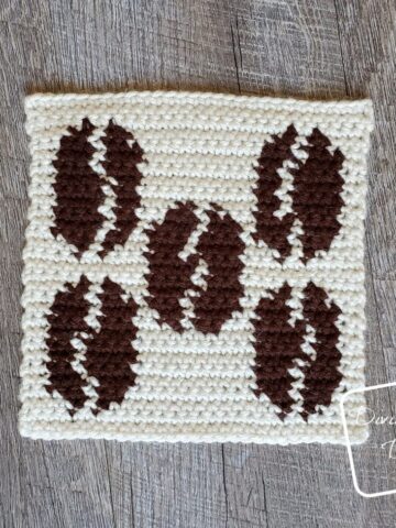 Learn to make an 8″ Tapestry Coffee Beans Afghan Square from a free crochet pattern by DivineDebris.com