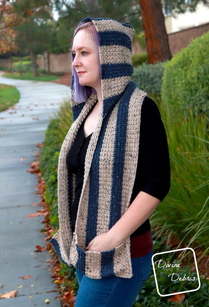 Artemis Hooded Scarf free crochet pattern by DivineDebris.com