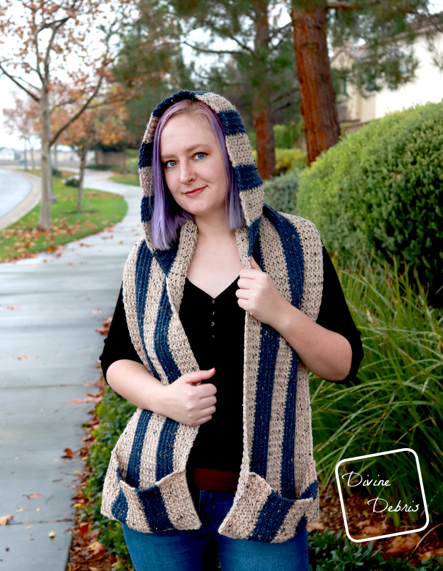 Artemis Hooded Scarf free crochet pattern by DivineDebris.com