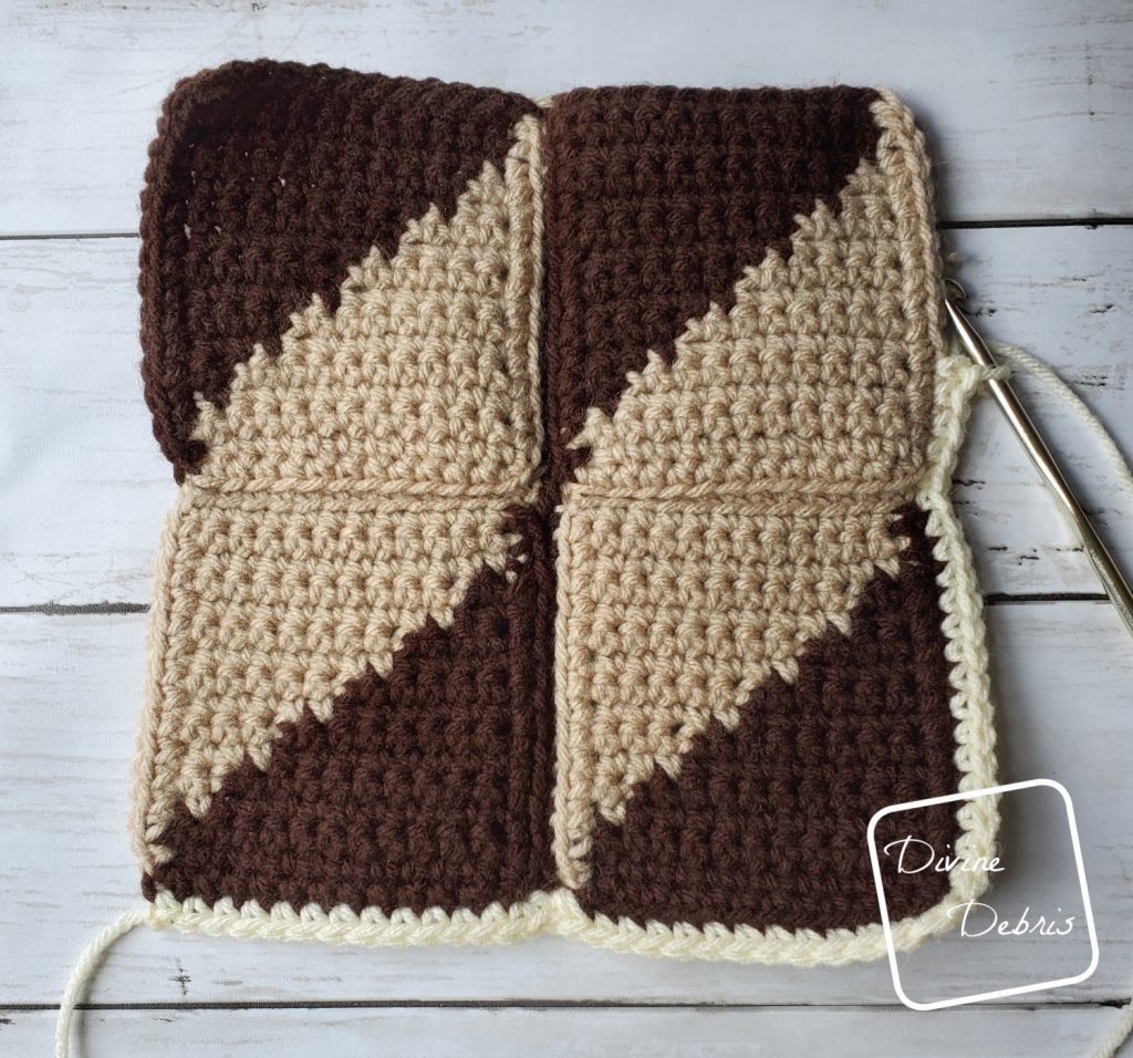 Creating the Border for the Divine Diamonds Square for the Coffee Afghan Blanket