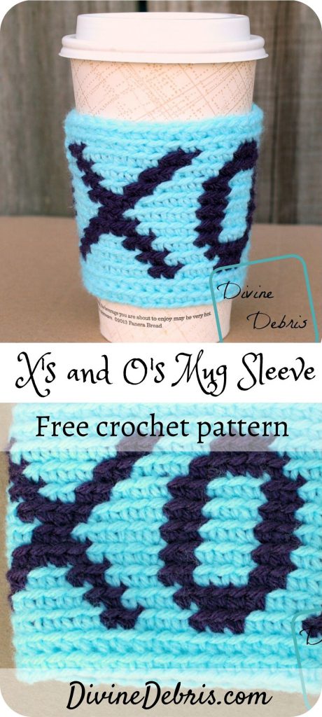 X's and O's Cup Sleeve free crochet pattern by DivineDebris.com