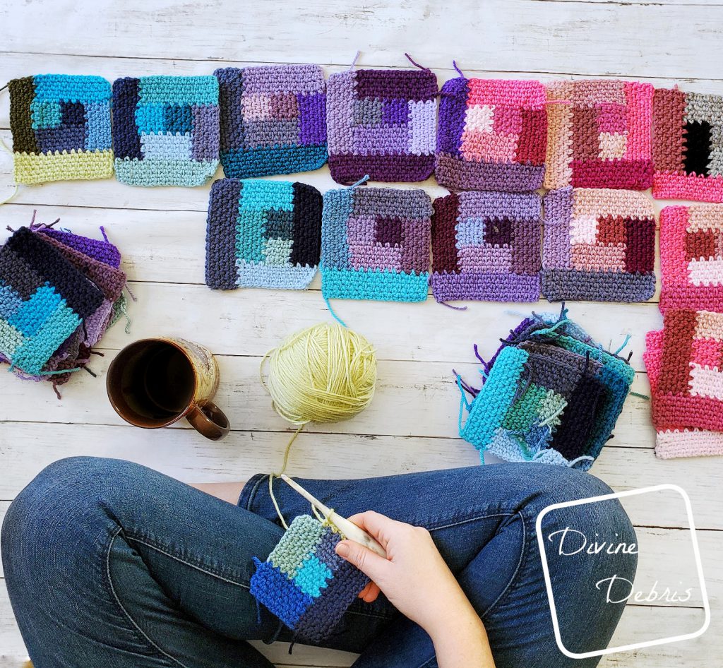 Learn how to make the Linen Log Cabin Square, a fun take on a classic design, from a free crochet pattern by DivineDebris.com
