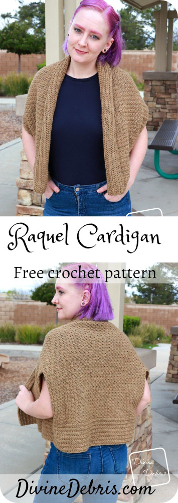 Learn to make the Raquel Cardigan, a fun and interesting take on cardigans, from a free crochet pattern on DivineDebris.com