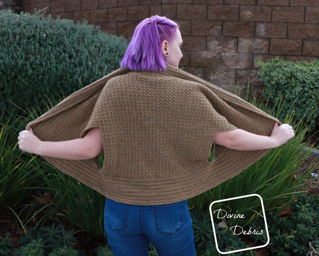 Learn to make the Raquel Cardigan, a fun and interesting take on cardigans, from a free crochet pattern on DivineDebris.com