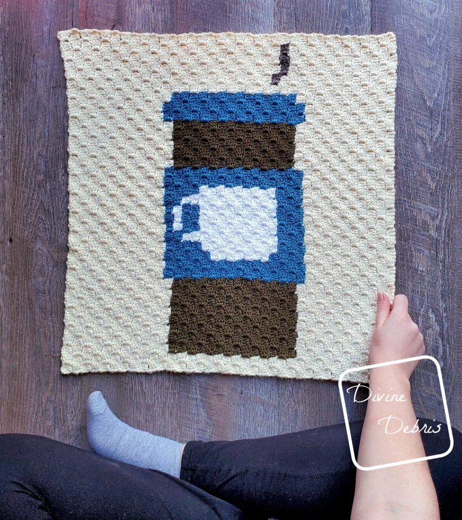 Travel Mug C2C Afghan Square free crochet pattern by DivineDebris.com