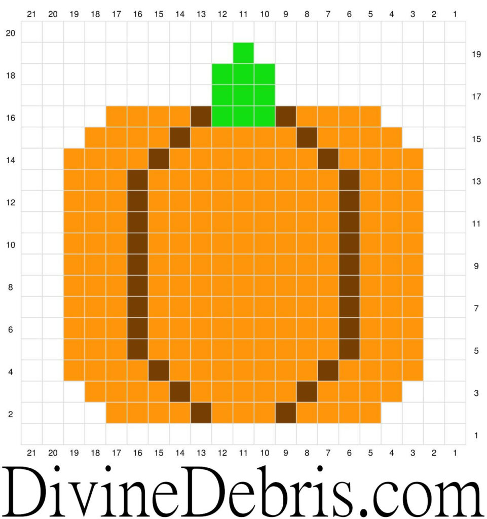 [Image description] A graph for the Fall Pumpkin Coaster crochet pattern