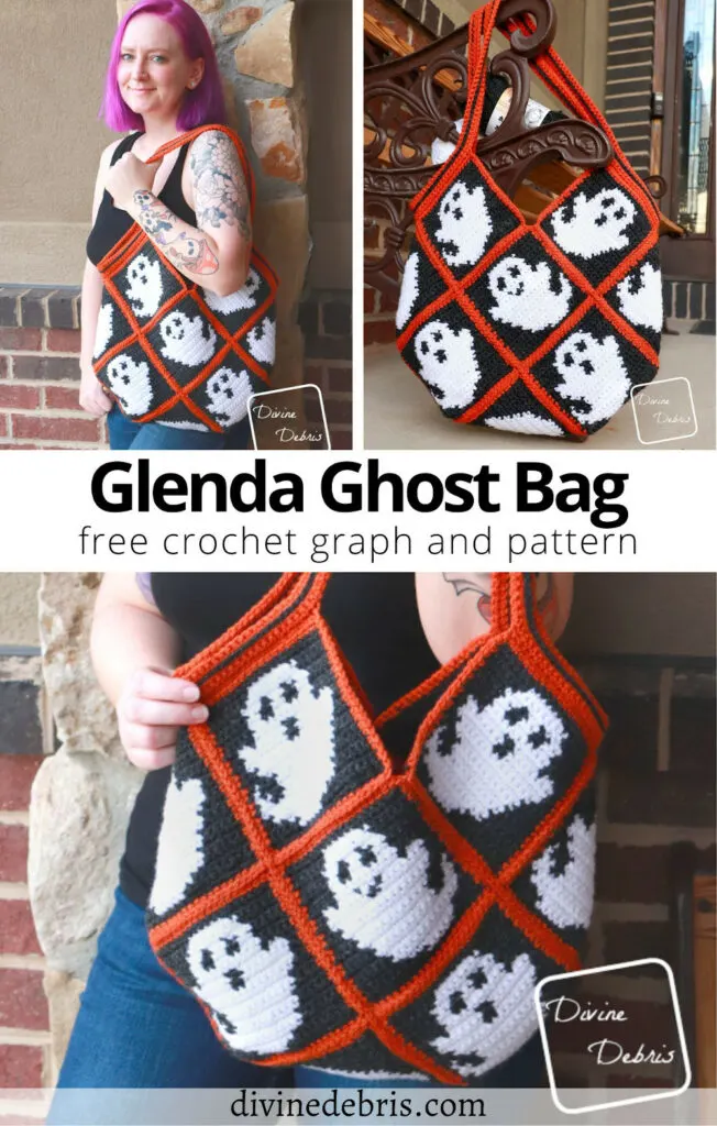 Get ready for Halloween with this fun and customizable spooky season tapestry crochet bag, the Glenda Ghost Bag free crochet pattern and graph