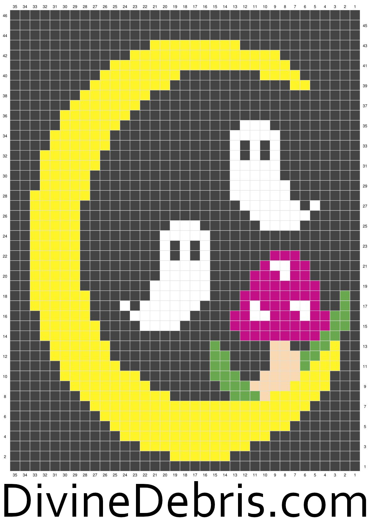 Graph for the Ghosts in the Moon Wall Hanging crochet pattern by Divine Debris